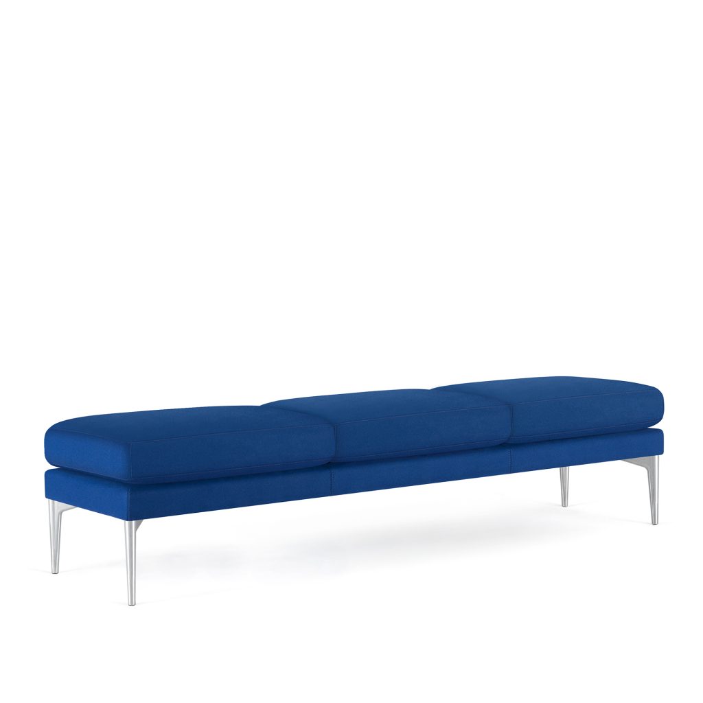 Uptown Social Three-Seat Bench, Single Tone Upholstery