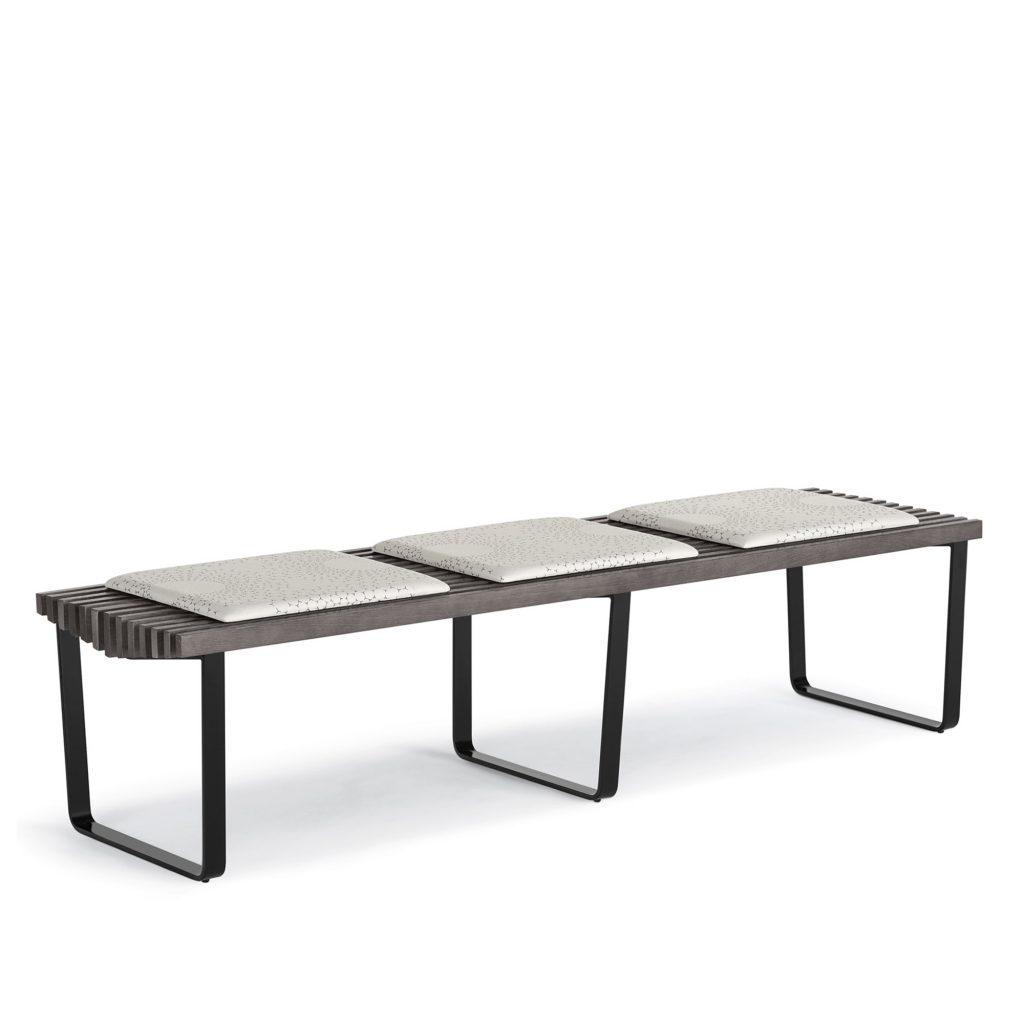 Livia Three-Seat Straight Bench, Upholstered Seat Pads