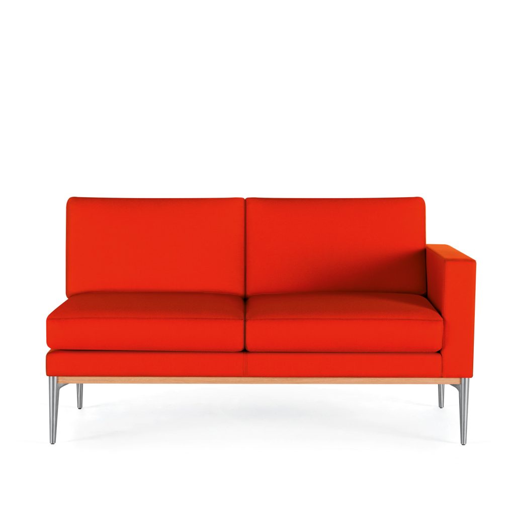 Uptown Social Love Seat, Single 4in. Arm, Wood Trim