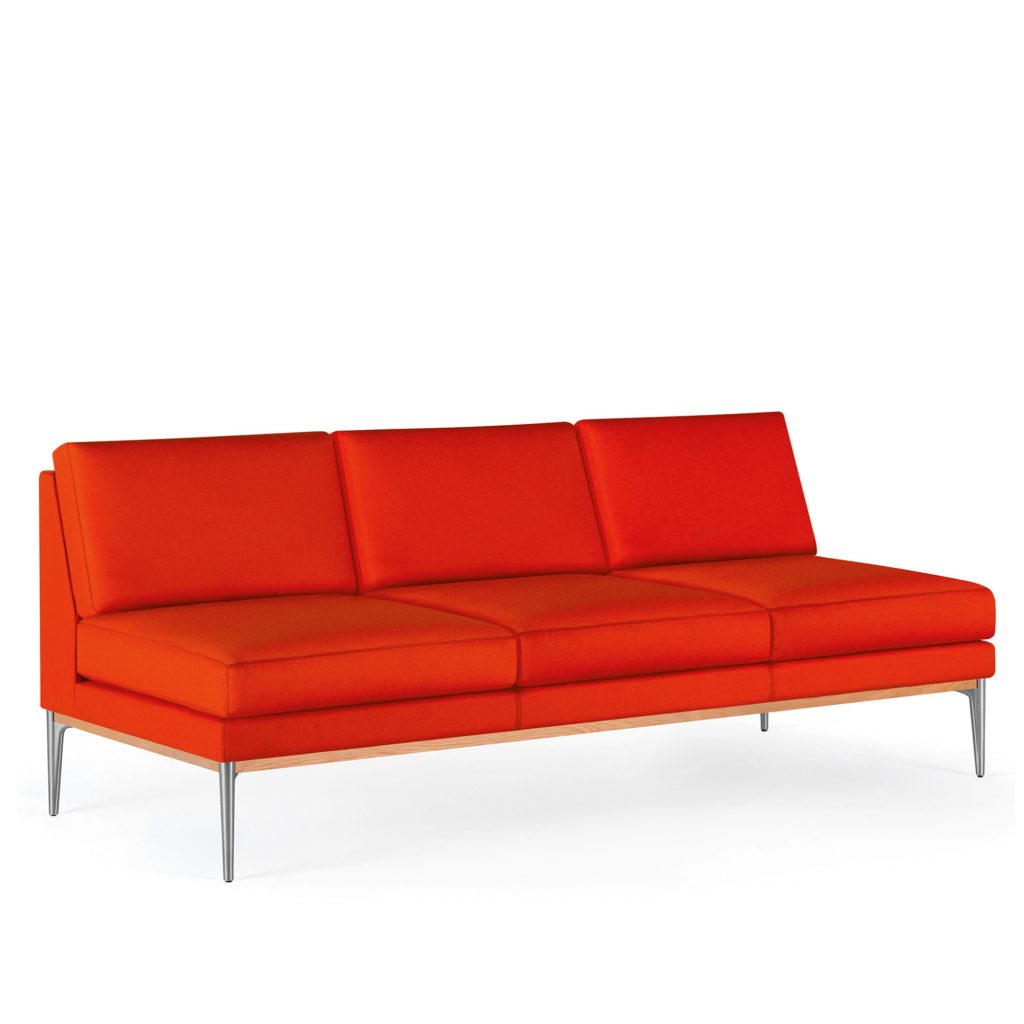 Uptown Social Armless Sofa, Wood Trim