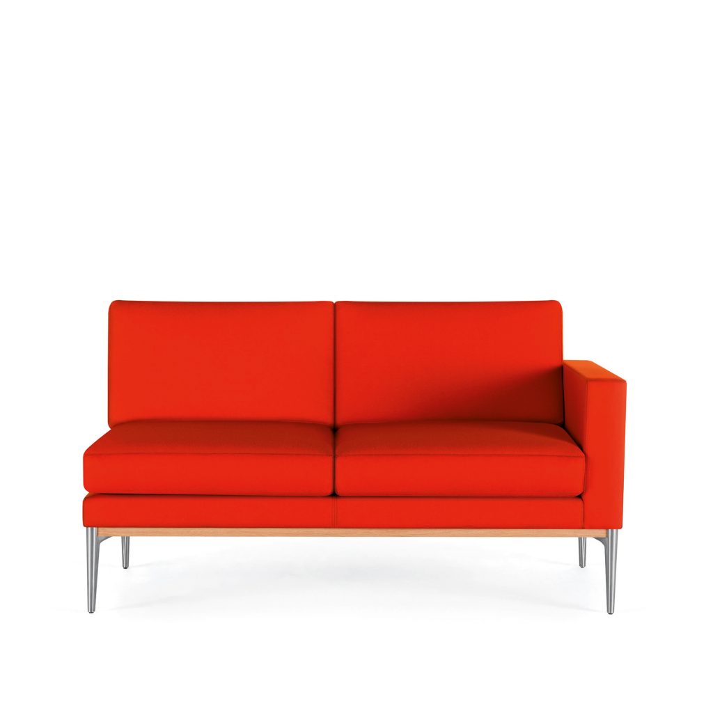 Uptown Social Love Seat, Single 4in. Arm, Wood Trim