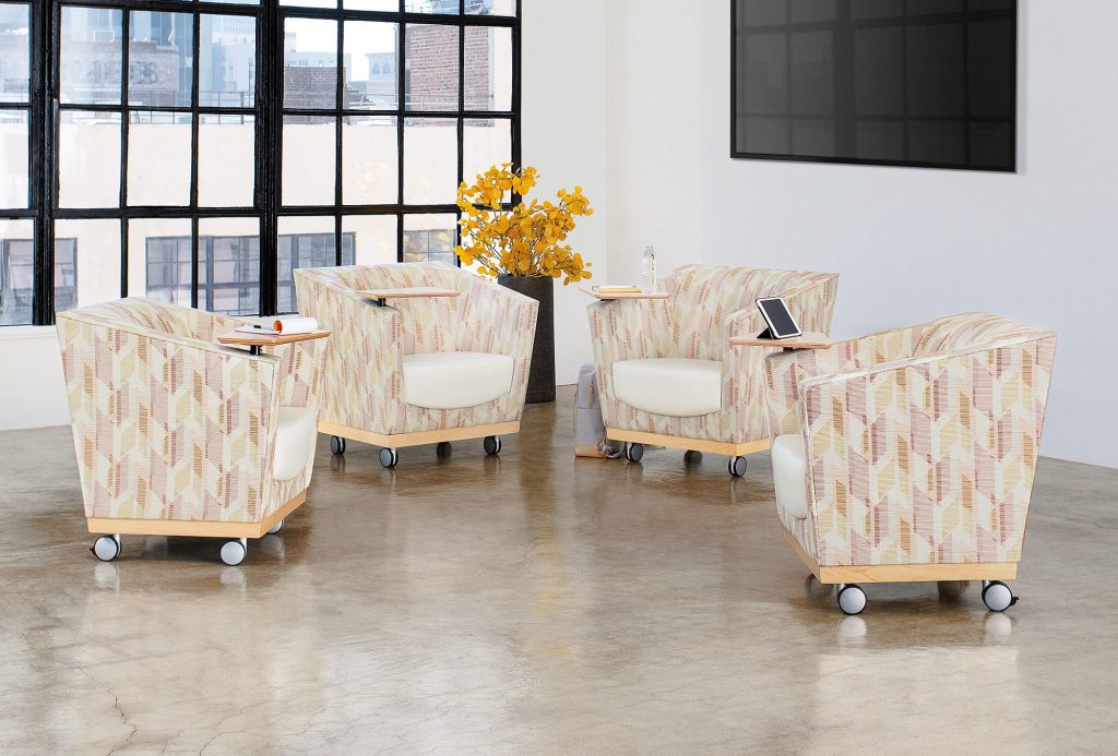 Achella Lounge Chairs with Casters and Rotating Tablets