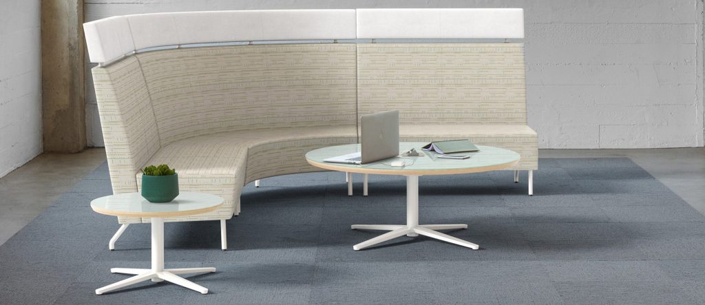 Initima Modular with Flirt Occasional Tables, Back-Painted Glass Tops