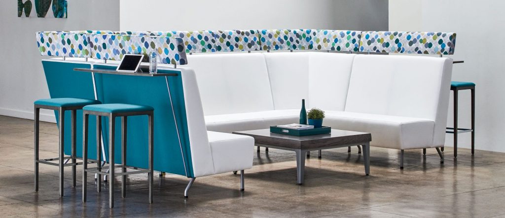 Intima Modular Configuration with headrest, shelf and Starkie Stools