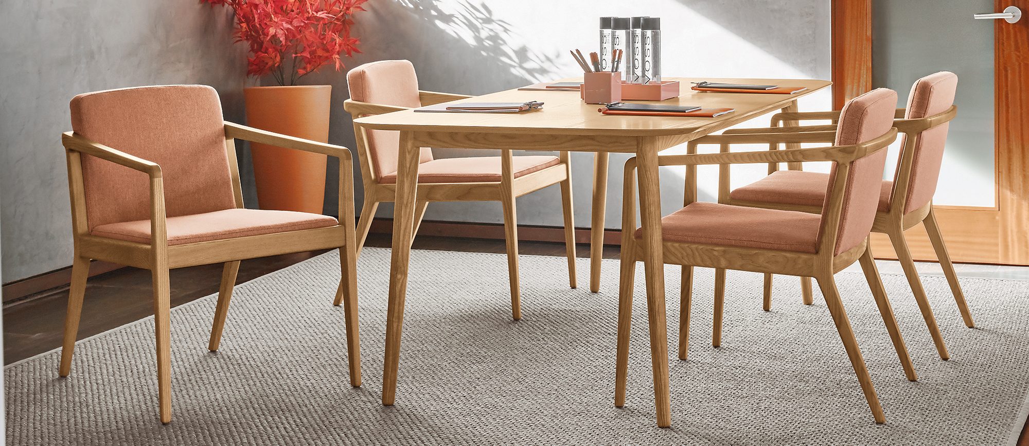 Kindred Guest Chairs with Hado Meeting Table