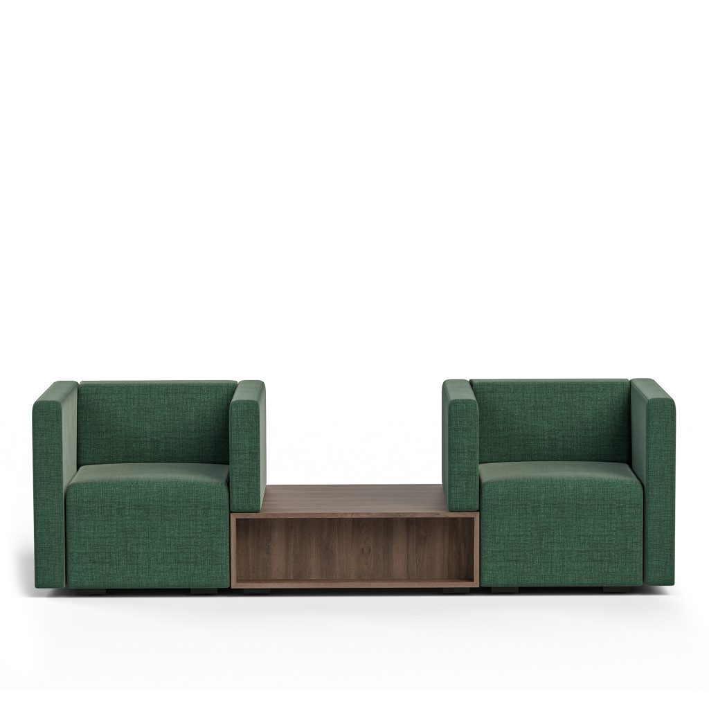 Archetype Modular Lounge Chairs with Arms, Connecting Inline Table