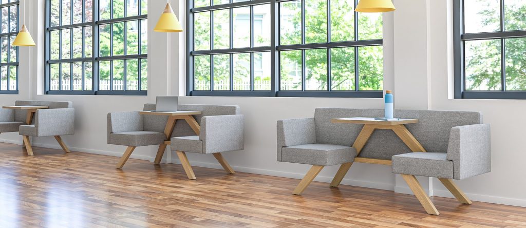 Two-Seat Bench Booth with Backrest, Meeting Environment